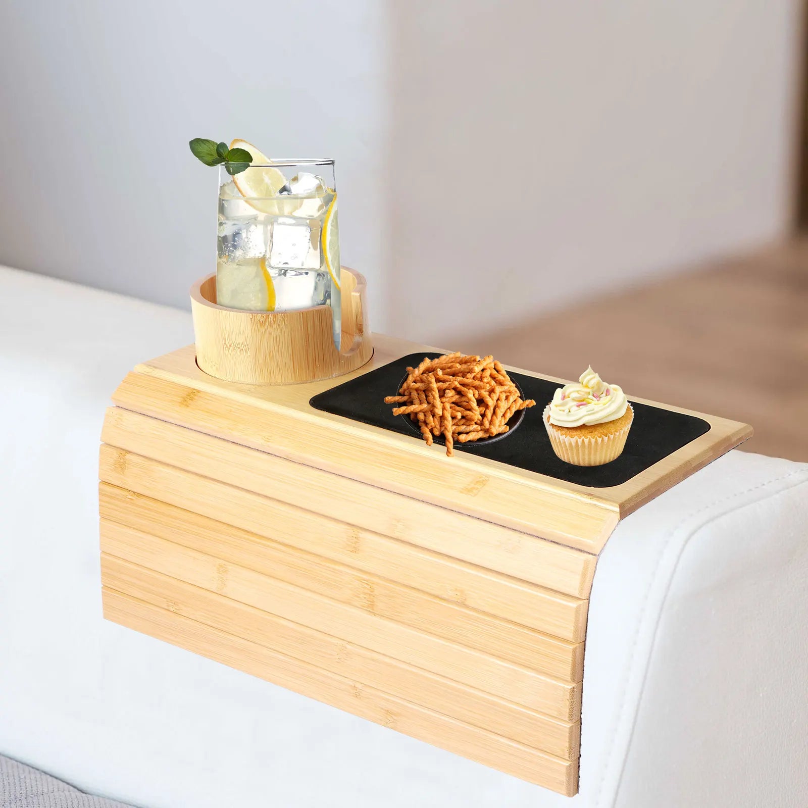 Couch Cup Holder and Side Storage Tray