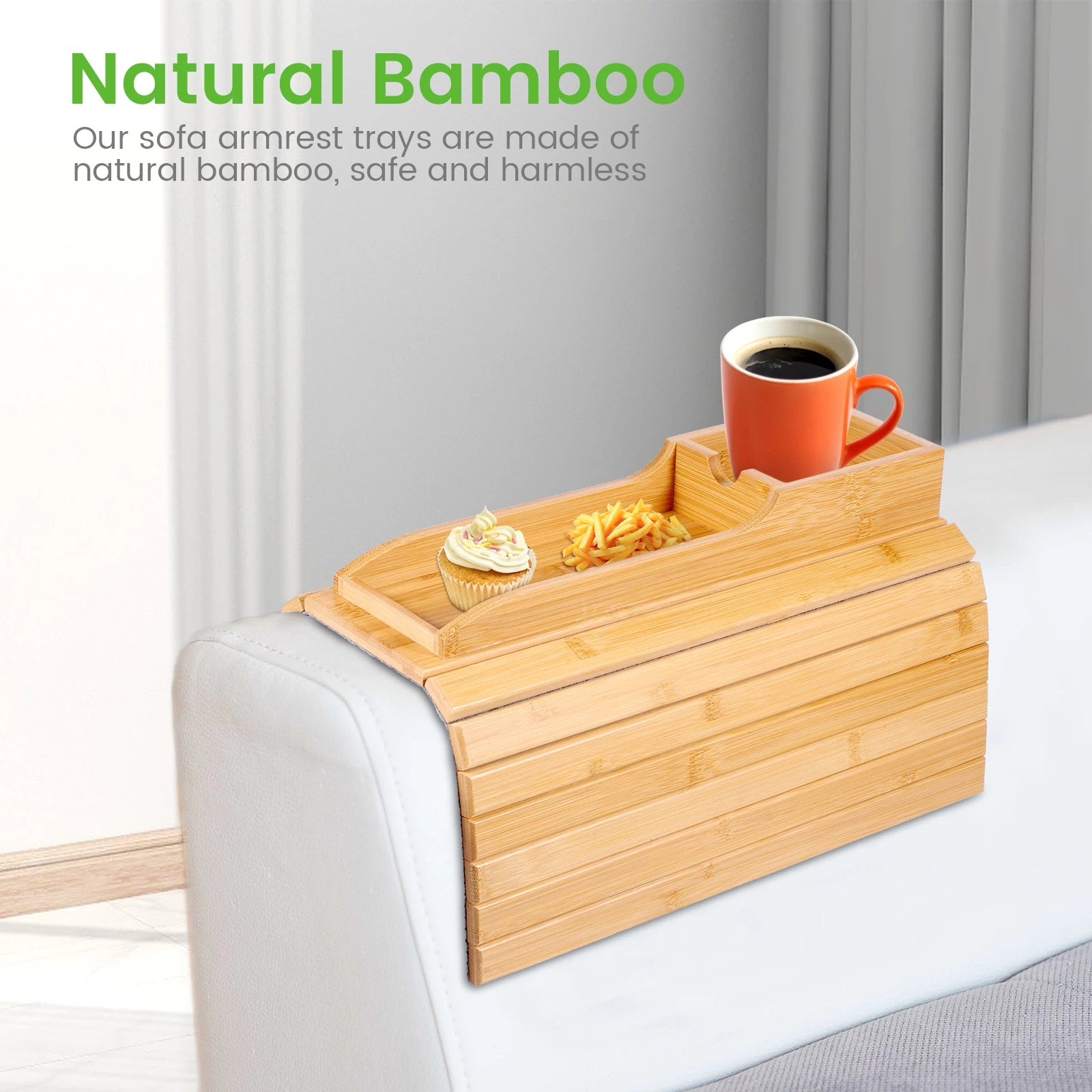 Couch Cup Holder and Side Storage Tray