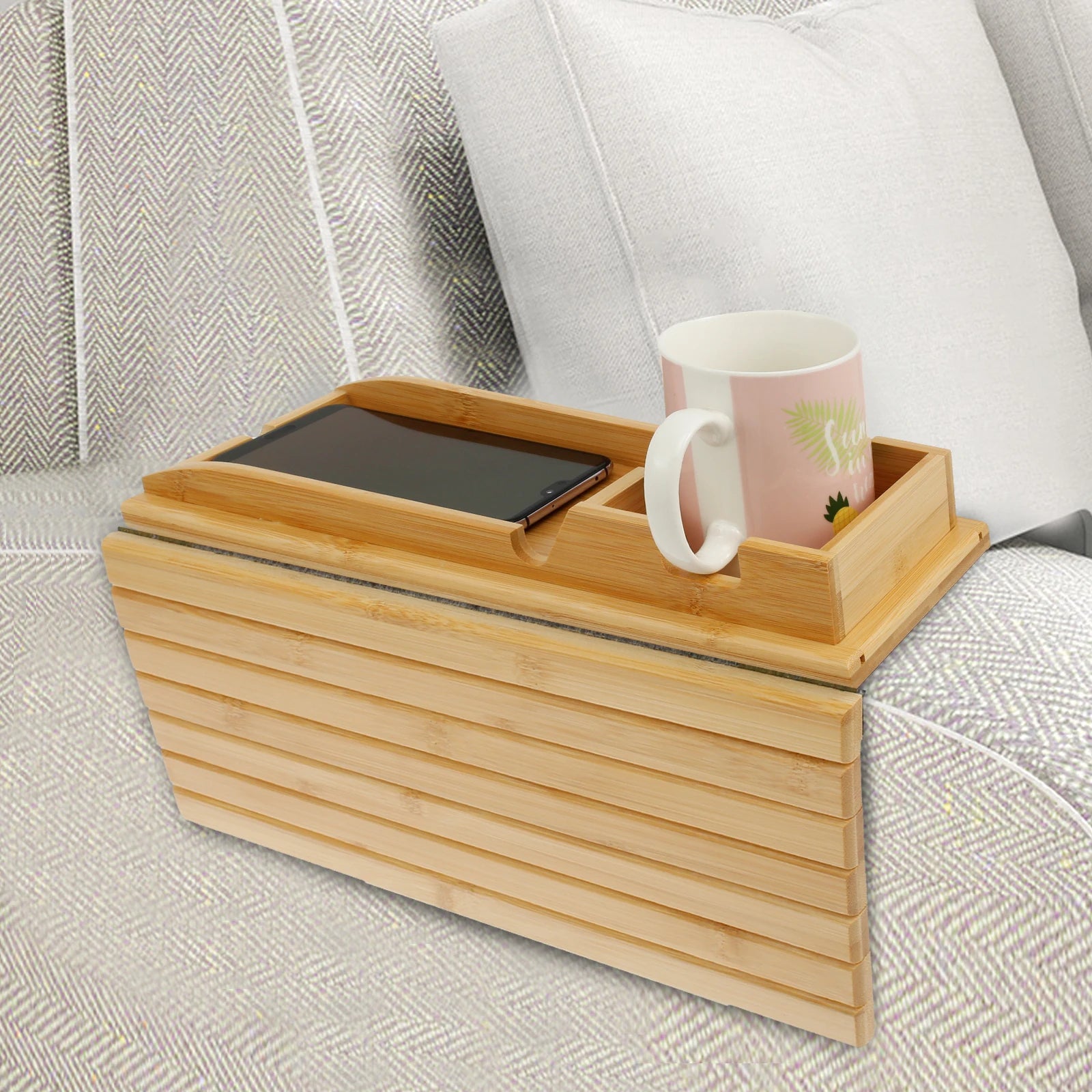 Couch Cup Holder and Side Storage Tray