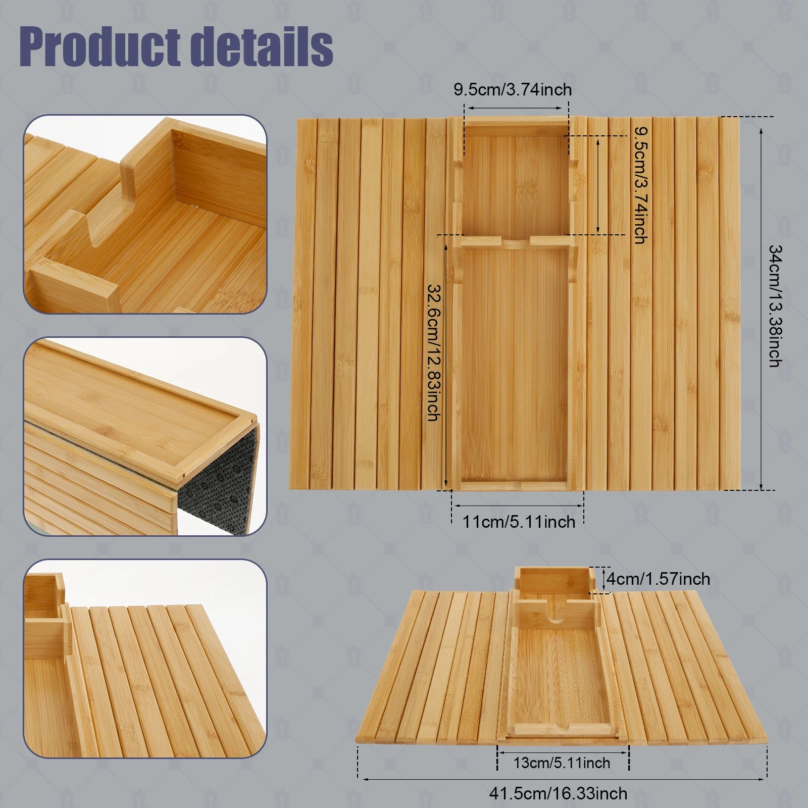 Couch Cup Holder and Side Storage Tray