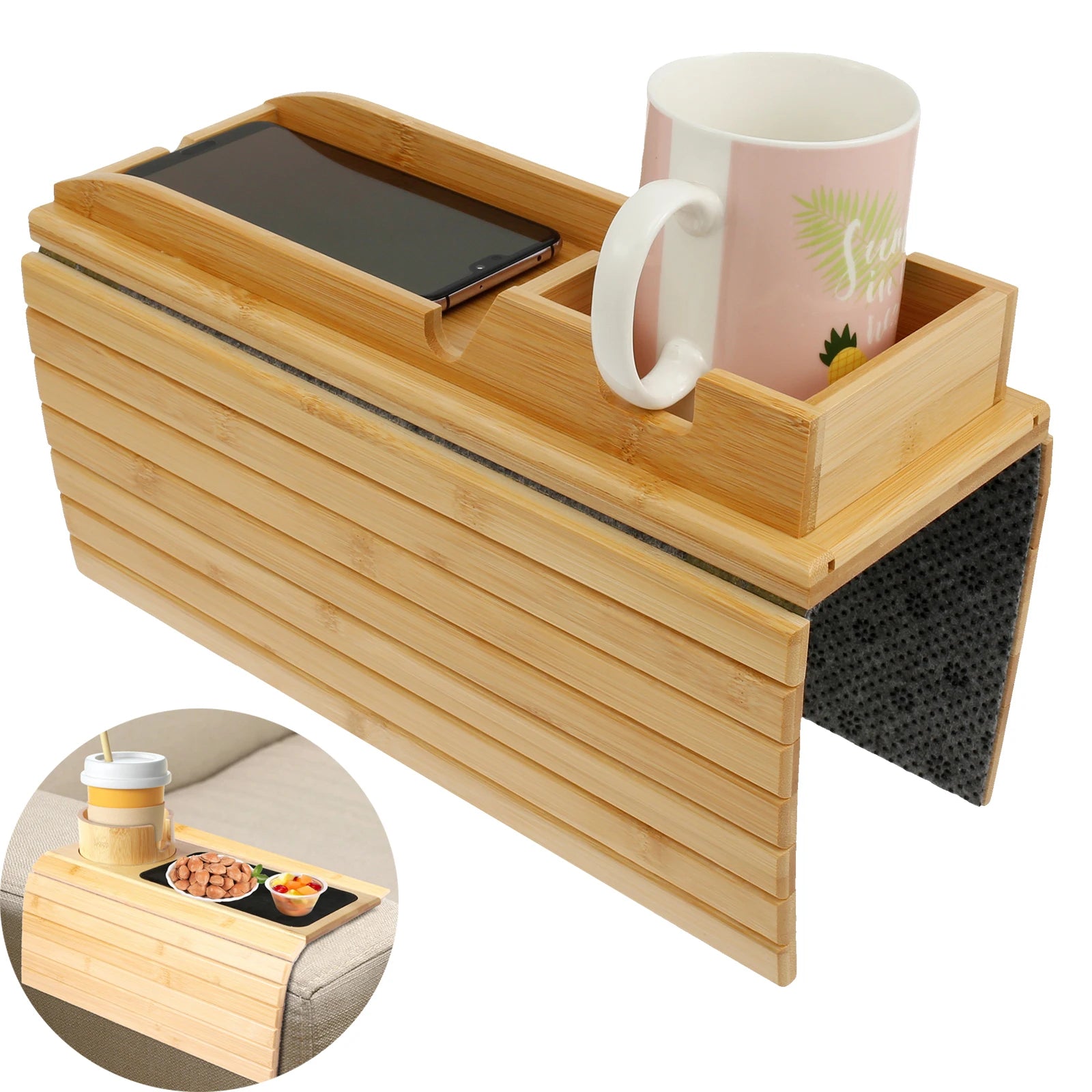 Couch Cup Holder and Side Storage Tray